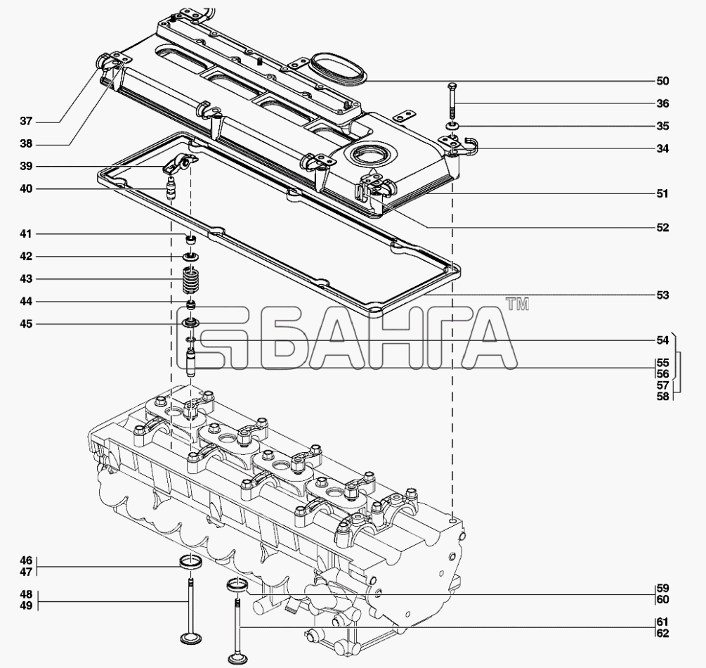 УАЗ УАЗ-31519 Схема Клапаны и толкатели клапанов-23 banga.ua